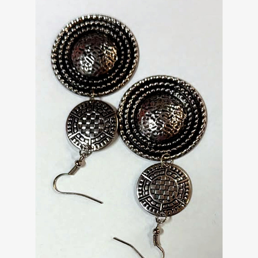 Currency Triple Disc Earrings Silver