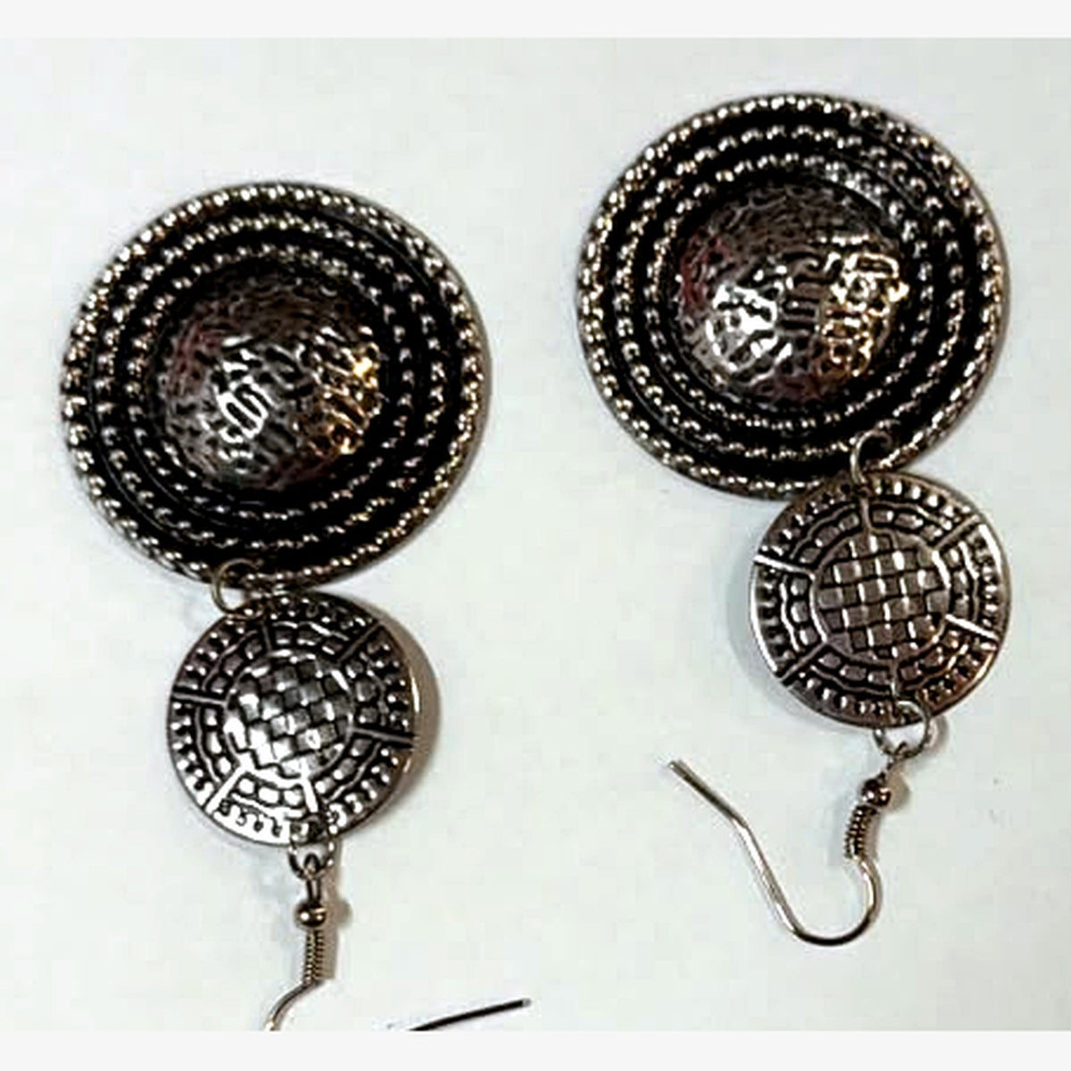 Currency Triple Disc Earrings Silver