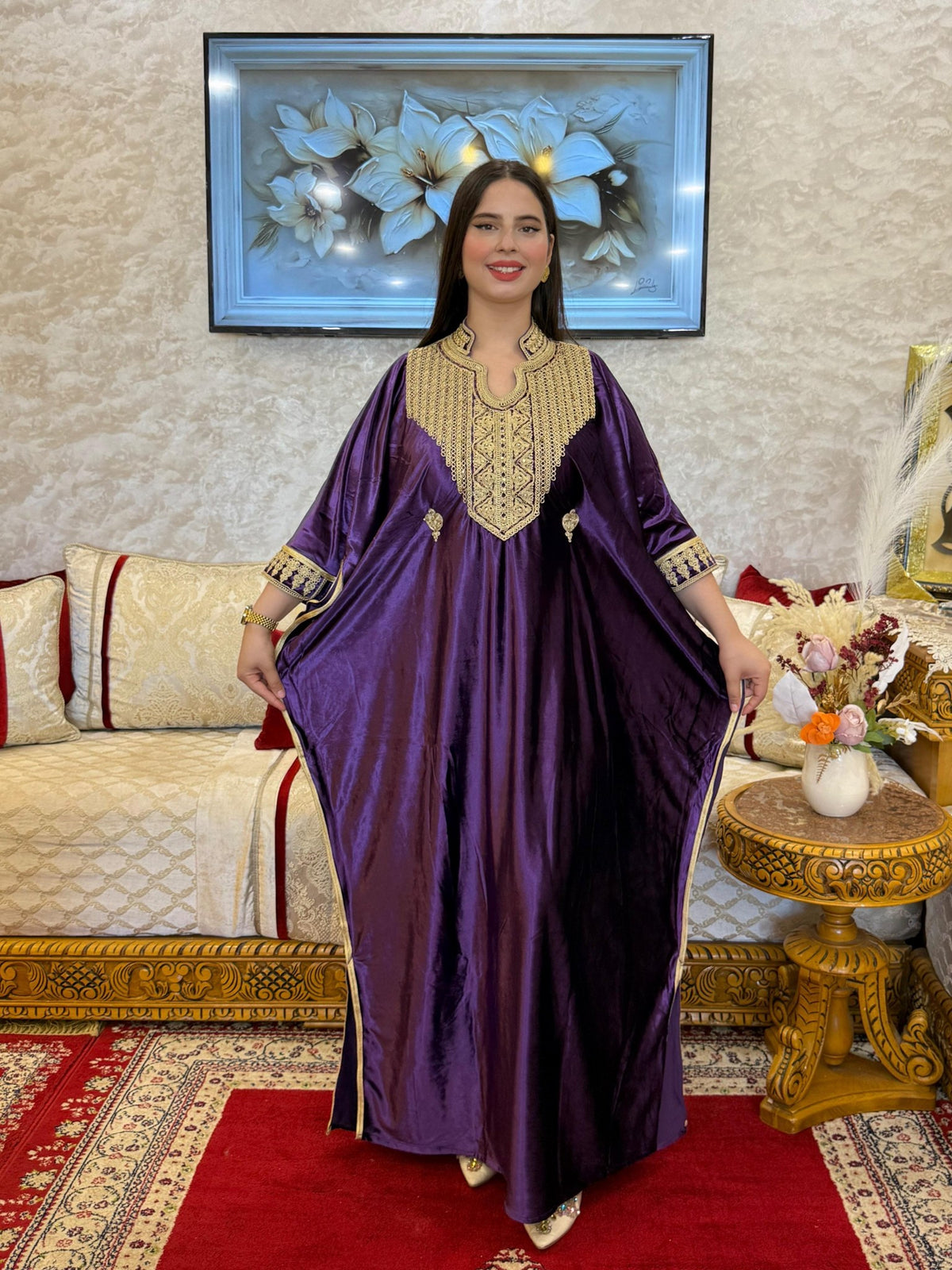 Dalila Moroccan Woman Casual Kaftan - Purple