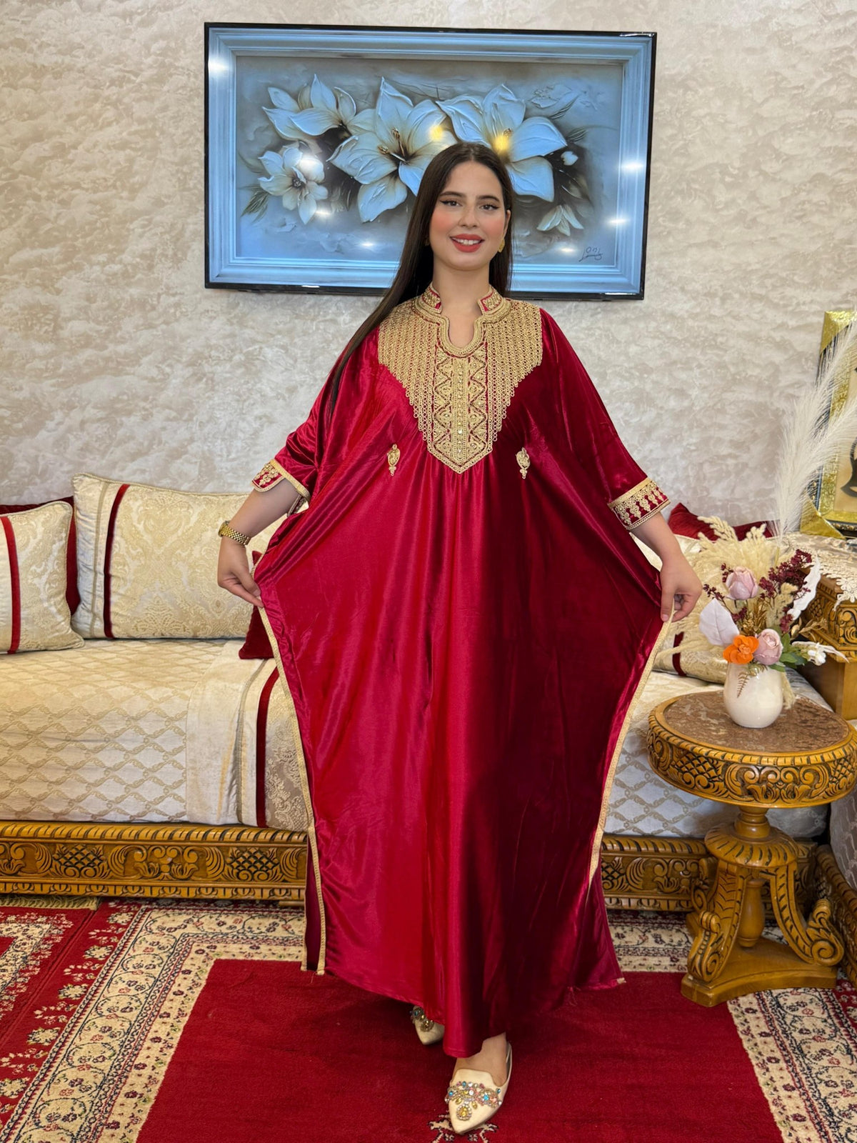 Dalila Moroccan Woman Casual Kaftan - Red