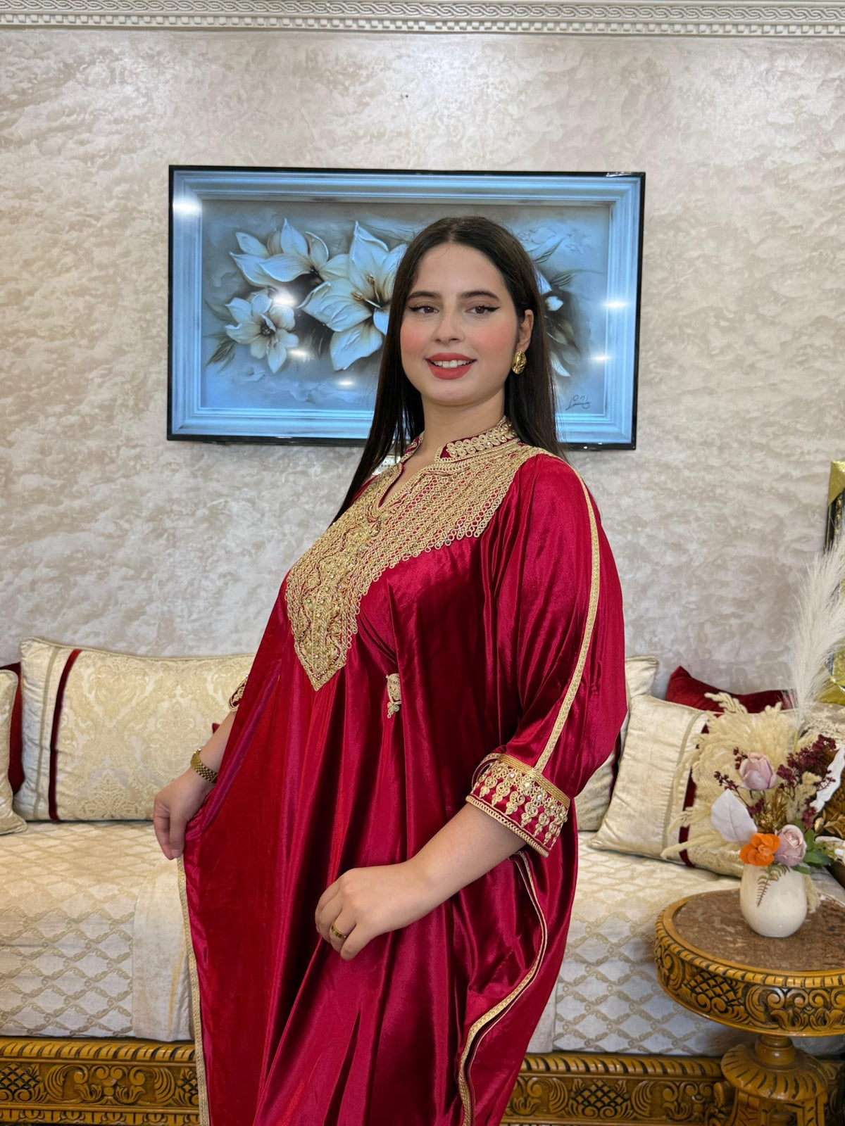 Dalila Moroccan Woman Casual Kaftan - Red