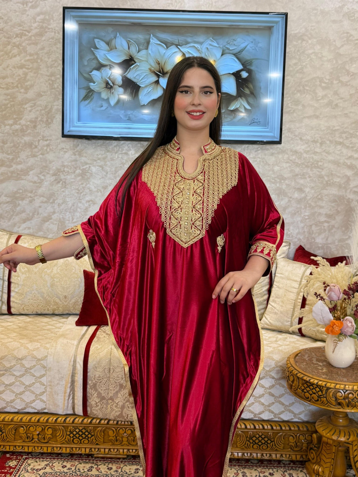 Dalila Moroccan Woman Casual Kaftan - Red