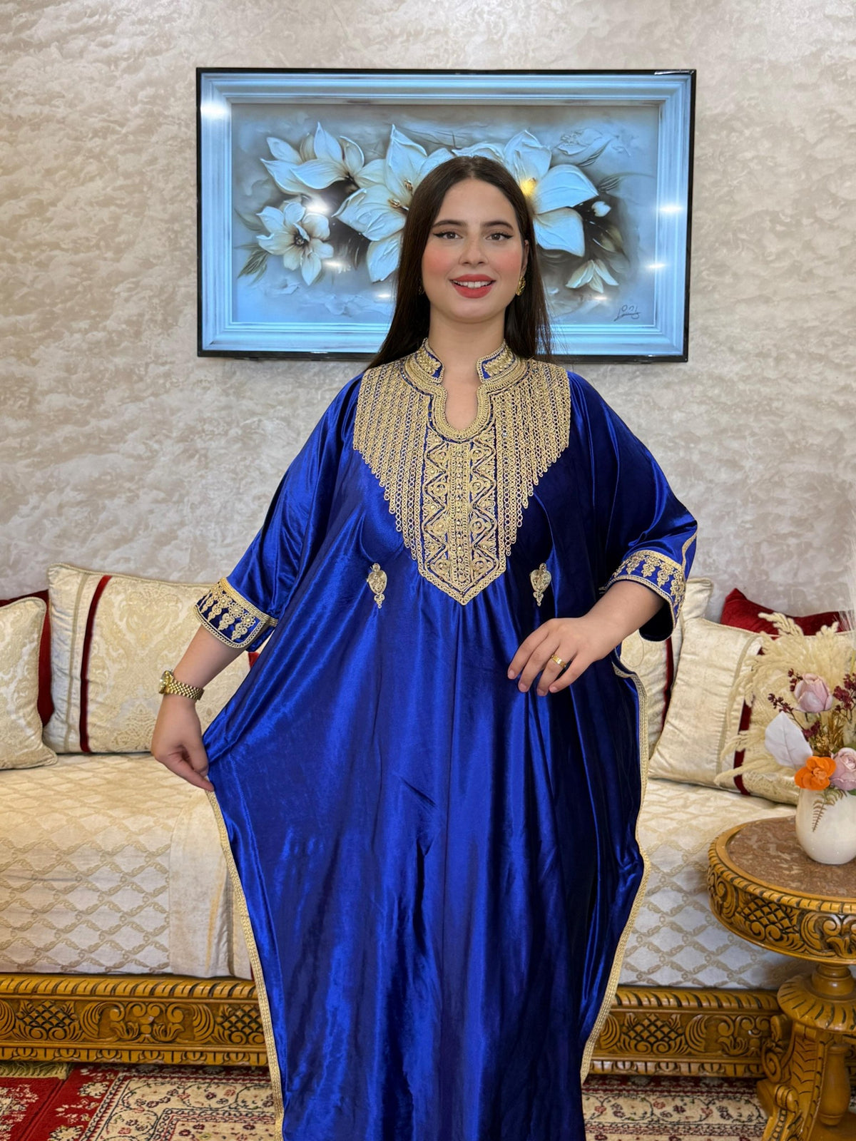 Dalila Moroccan Woman Casual Kaftan - Royal Blue