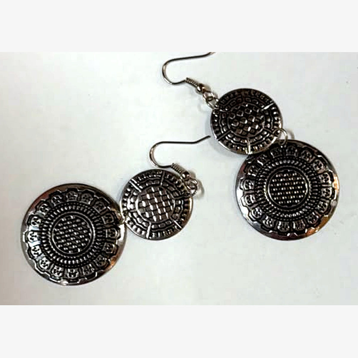 Darham Two Disc Earrings Silver