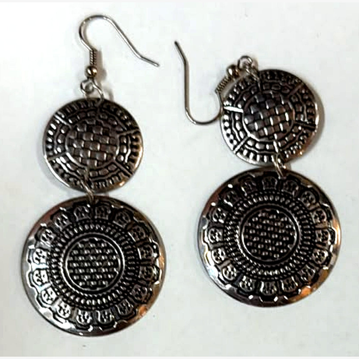 Darham Two Disc Earrings Silver