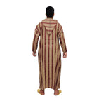 Moroccan Men Striped Djellaba - Burgundy & Gold