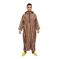 Moroccan Men Striped Djellaba - Burgundy & Gold