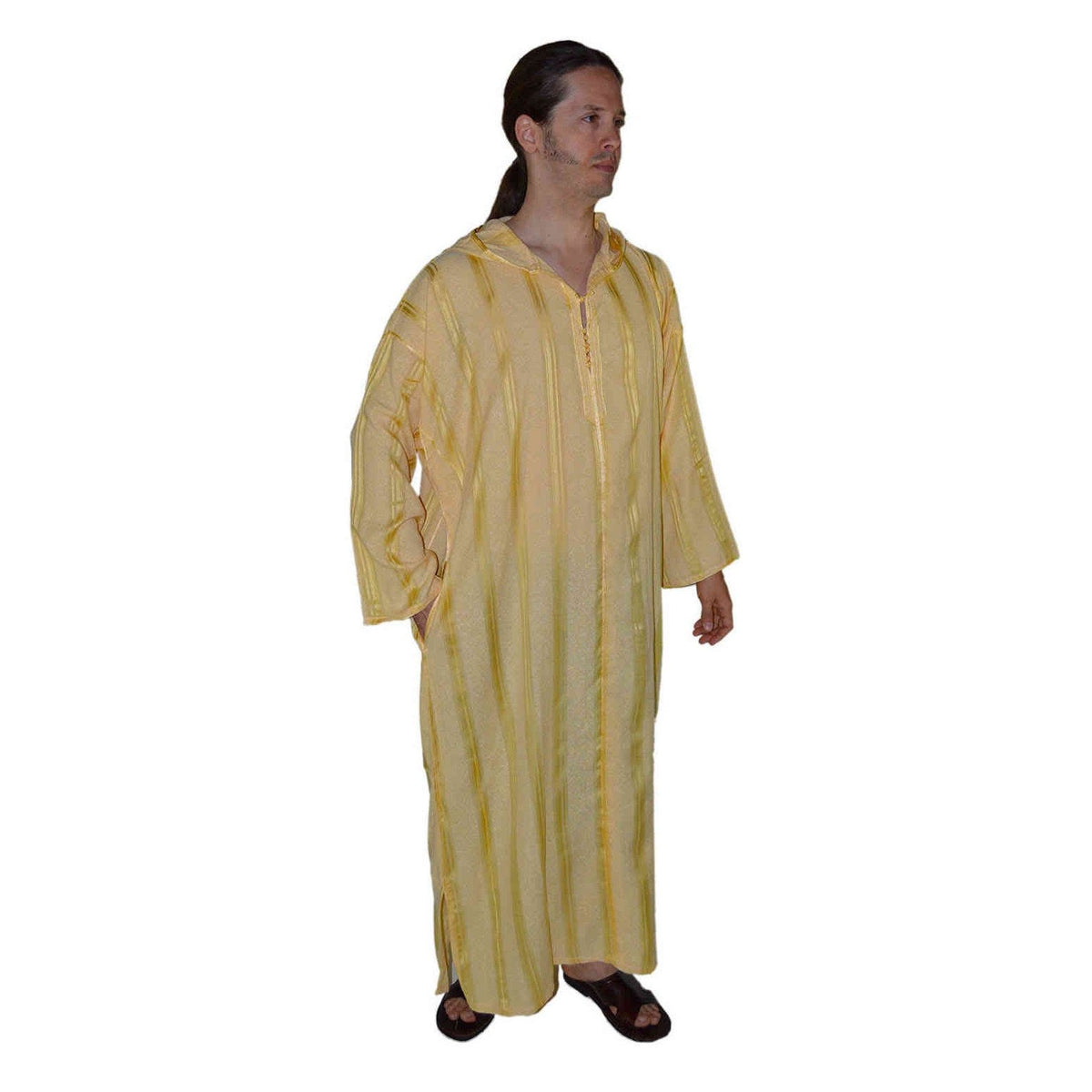 Moroccan Men Striped Djellaba - Gold