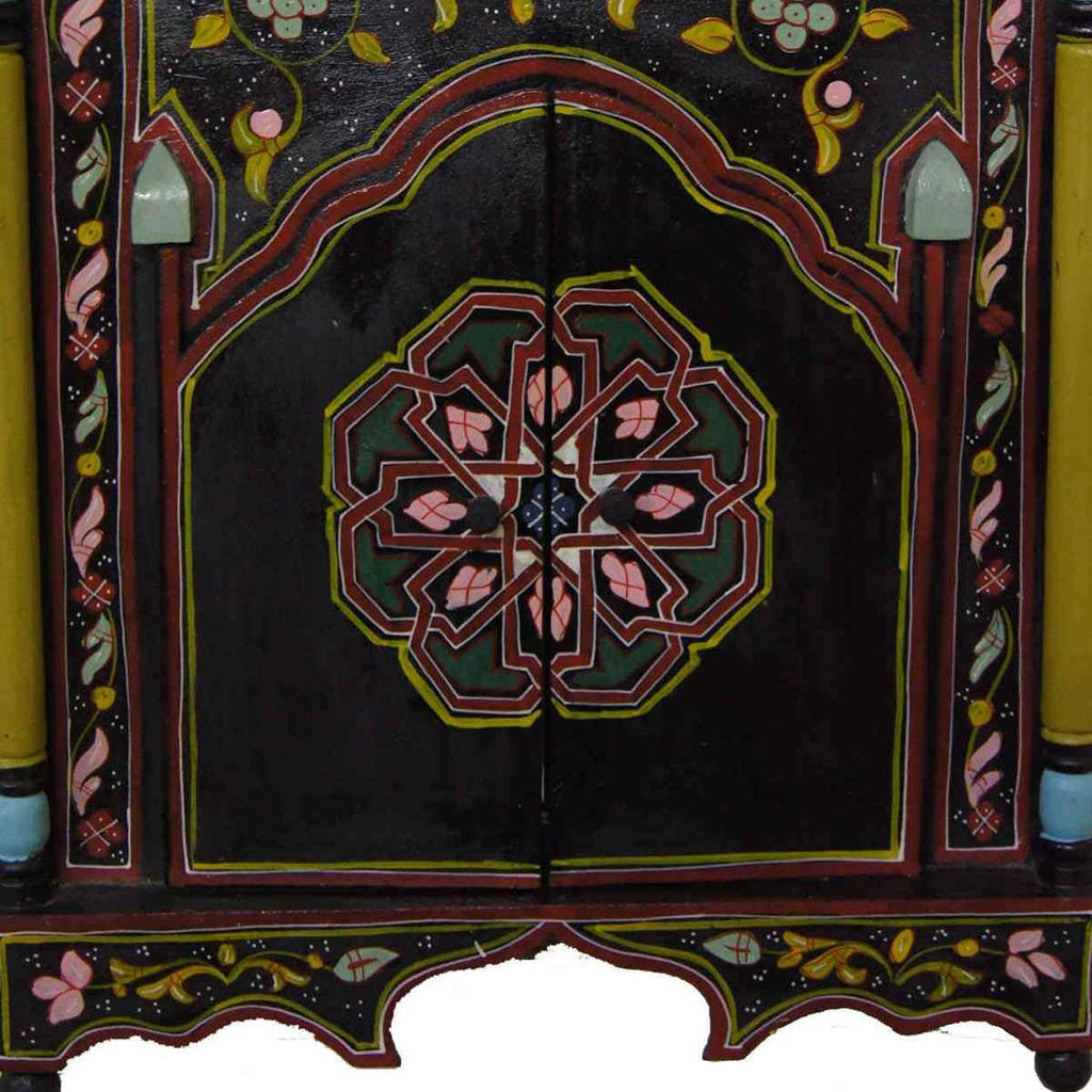 Moroccan Wood Mirror Medium Black-2777