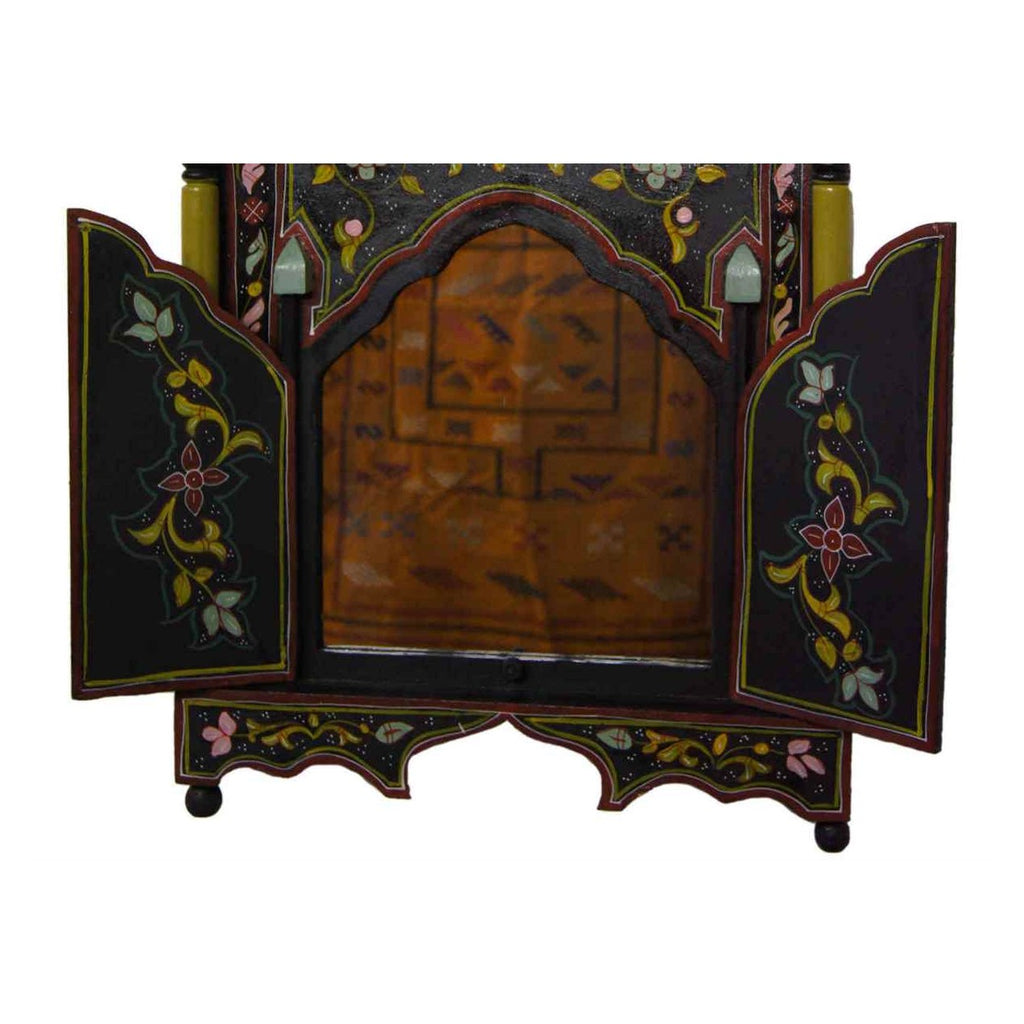 Moroccan Wood Mirror Medium Black-2779