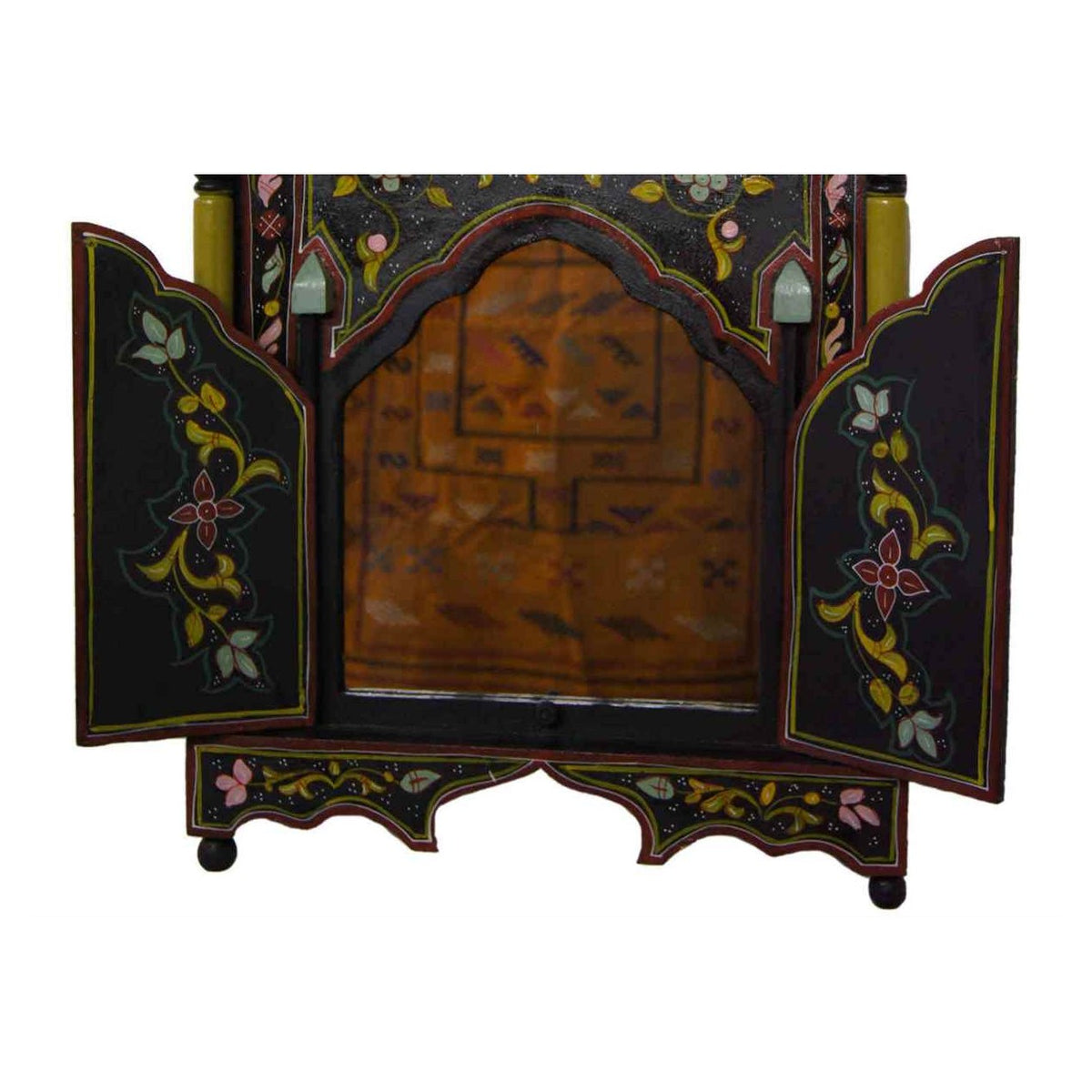 Moroccan Wood Mirror Medium Black-2779