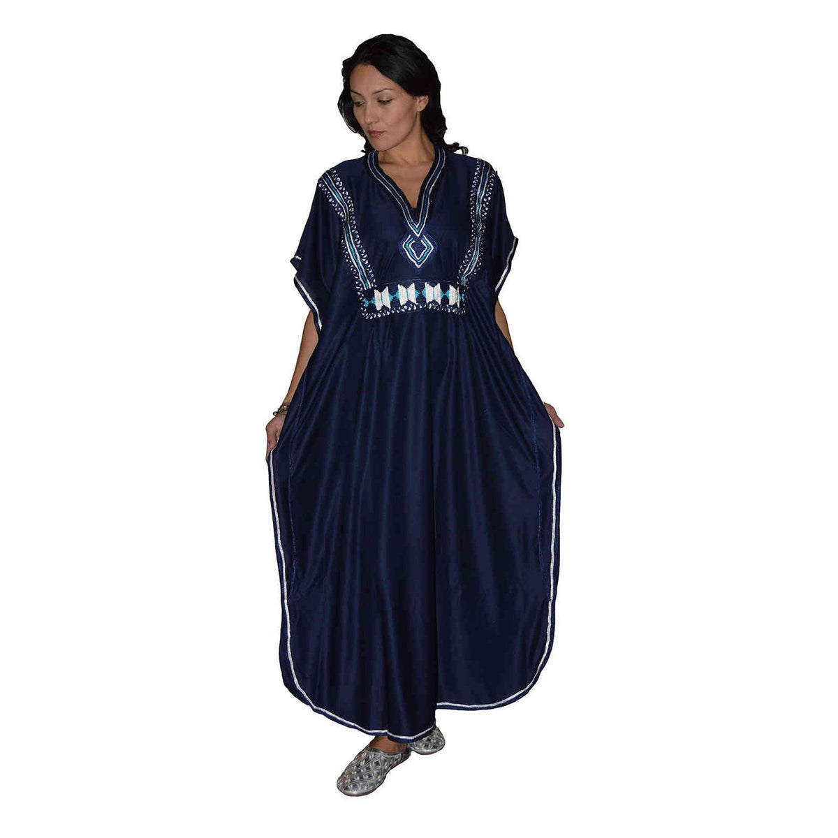 Fatima Moroccan Woman Casual Kaftan - Navy