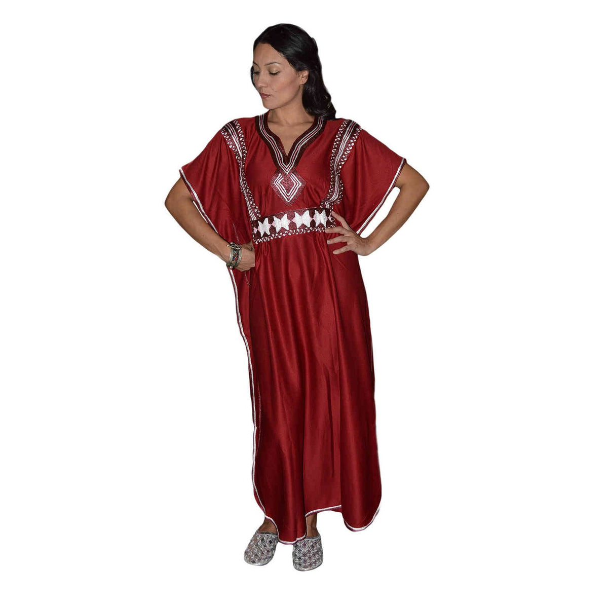 Fatima Moroccan Woman Casual Kaftan - Burgundy