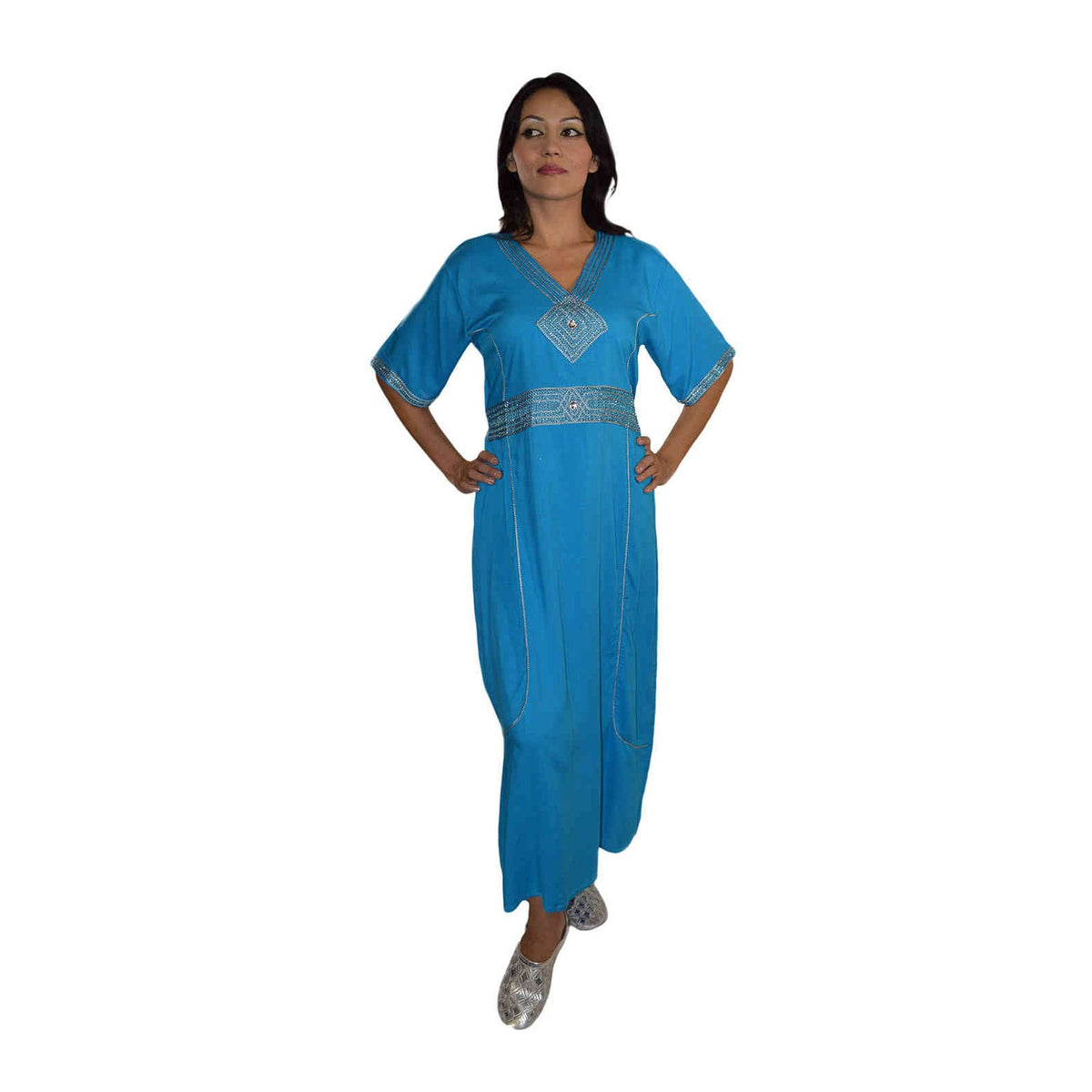 Nora Moroccan Woman Casual Kaftan - Light Blue