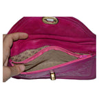 Marwa Leather Magenta Clutch Carved Medium -2853