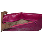 Marwa Leather Magenta Clutch Carved Medium -2854