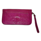 Marwa Leather Magenta Clutch Carved Medium -2852