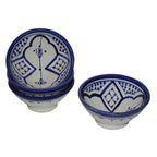Handmade Dipping Sauce Bowl Set of 4 Small Serving - White Blue