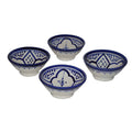 Handmade Dipping Sauce Bowl Set of 4 Small Serving - White Blue