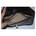 Marwa Leather Clutch Carved - Black