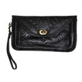Marwa Leather Clutch Carved - Black
