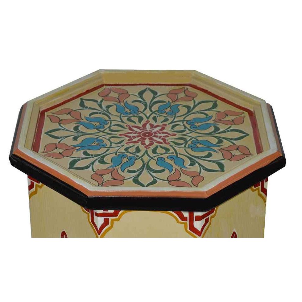 Handmade Wood Painted Table - Beige