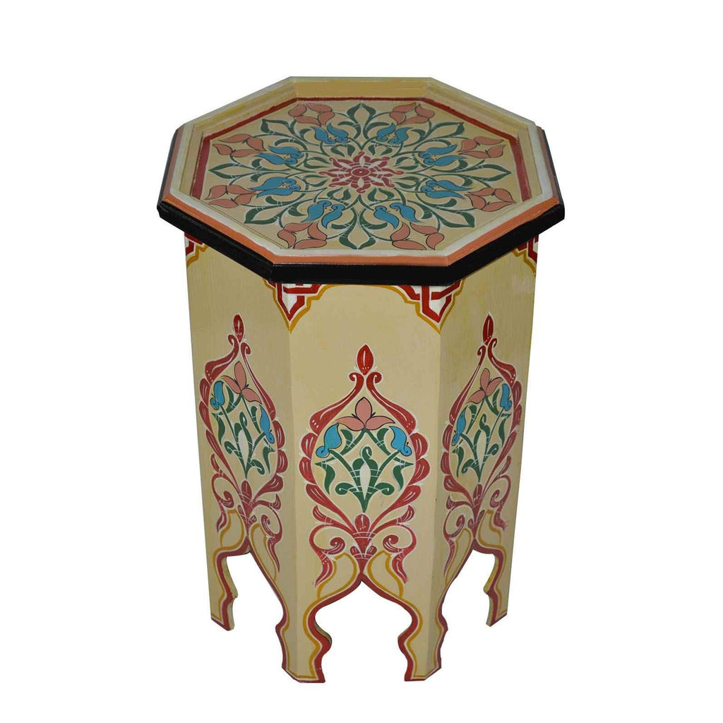 Handmade Wood Painted Table - Beige