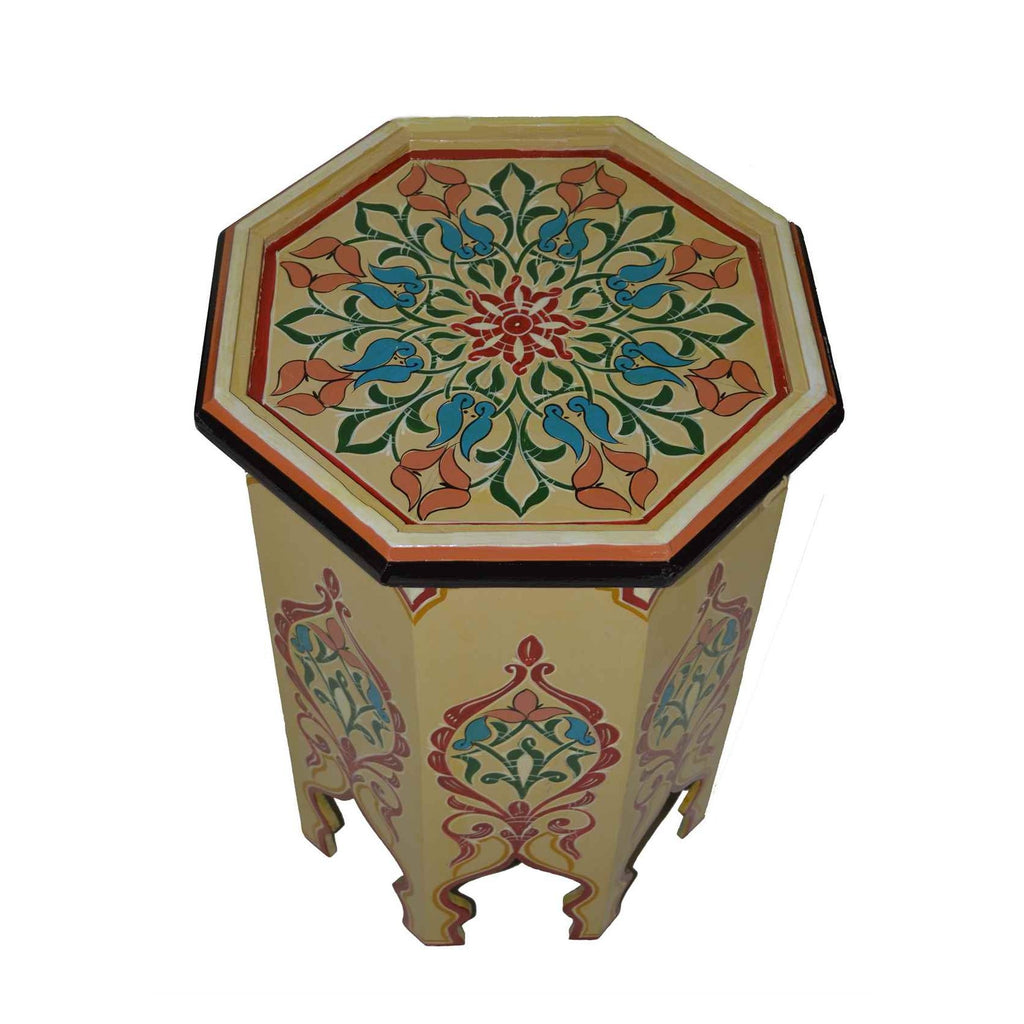 Handmade Wood Painted Table - Beige