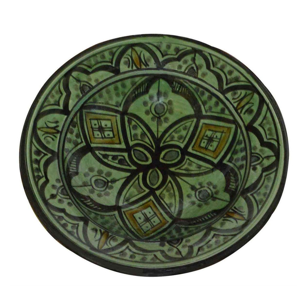 Green Ceramic Serving Plates Handmade 8"-0