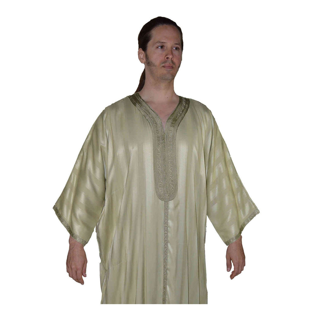 Jouhara Fancy Moroccan Men Kaftan - Light Green