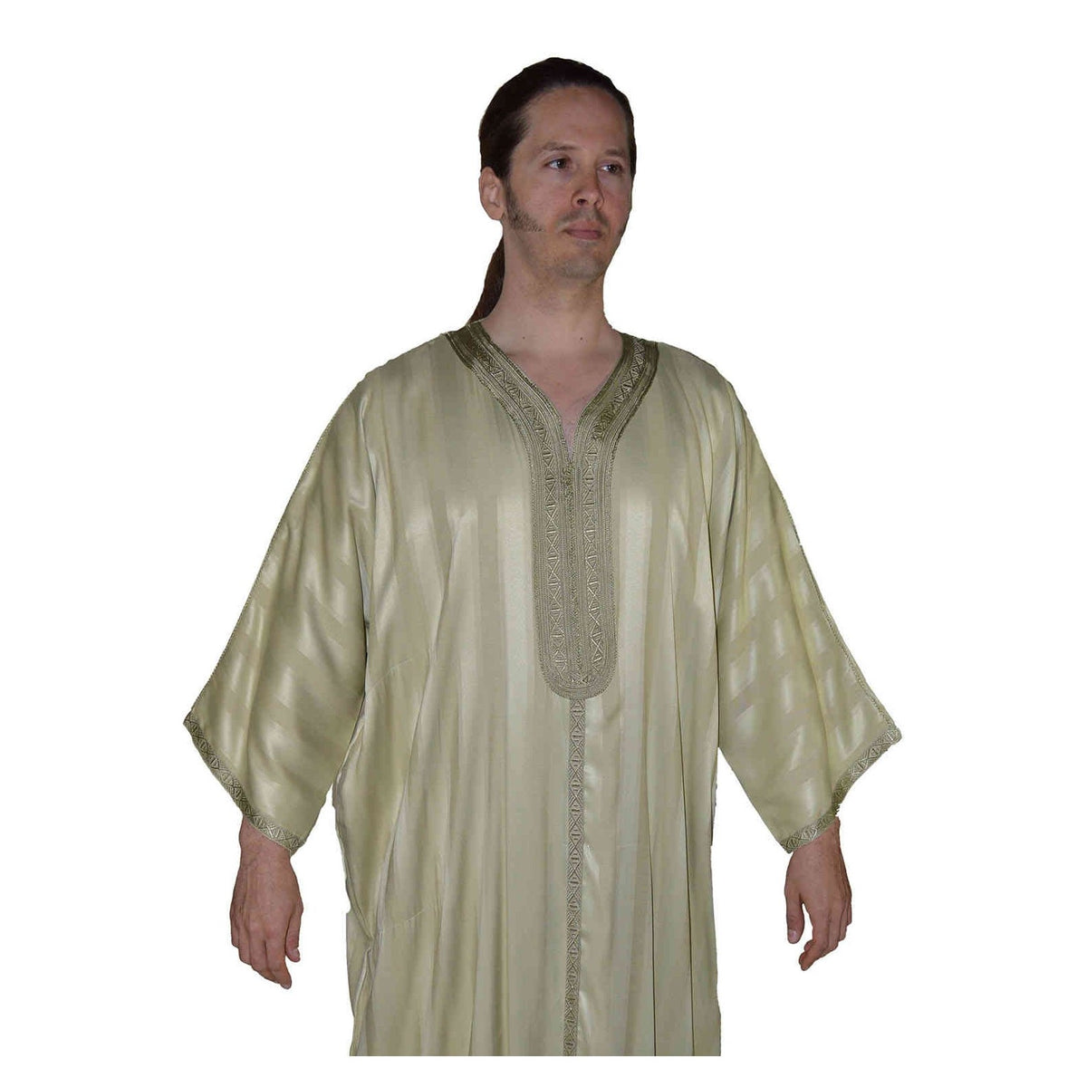 Jouhara Fancy Moroccan Men Kaftan - Light Green