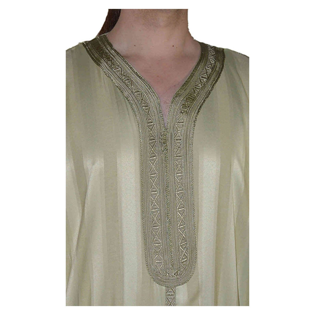 Jouhara Fancy Moroccan Men Kaftan - Light Green