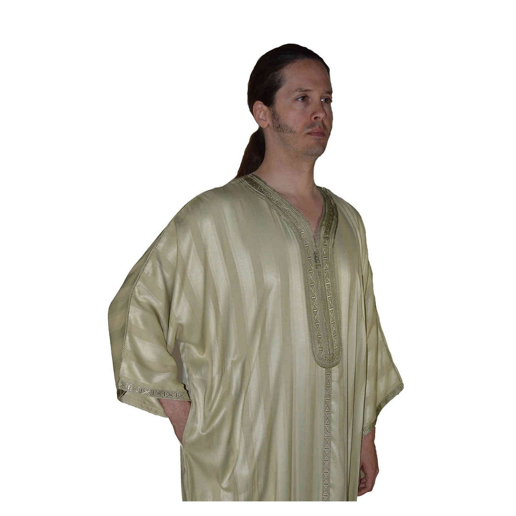 Jouhara Fancy Moroccan Men Kaftan - Light Green