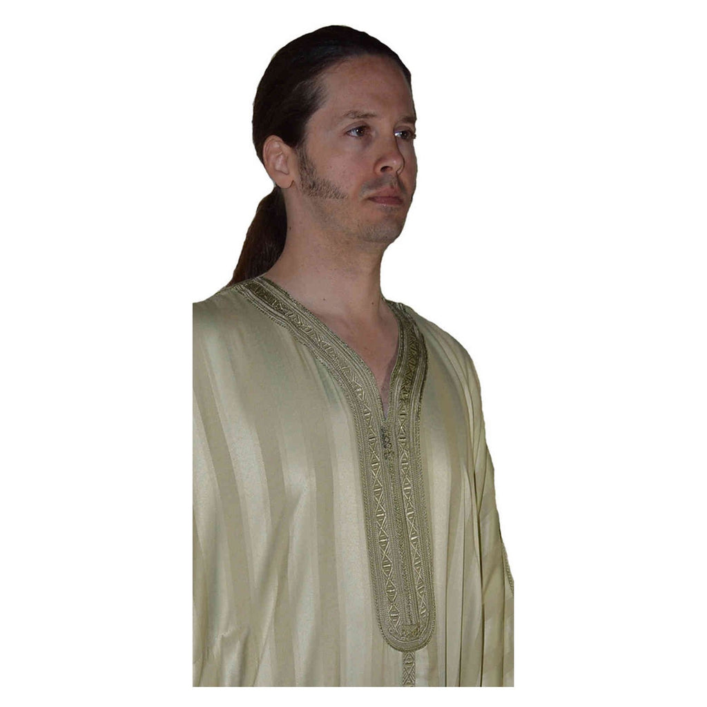 Jouhara Fancy Moroccan Men Kaftan - Light Green