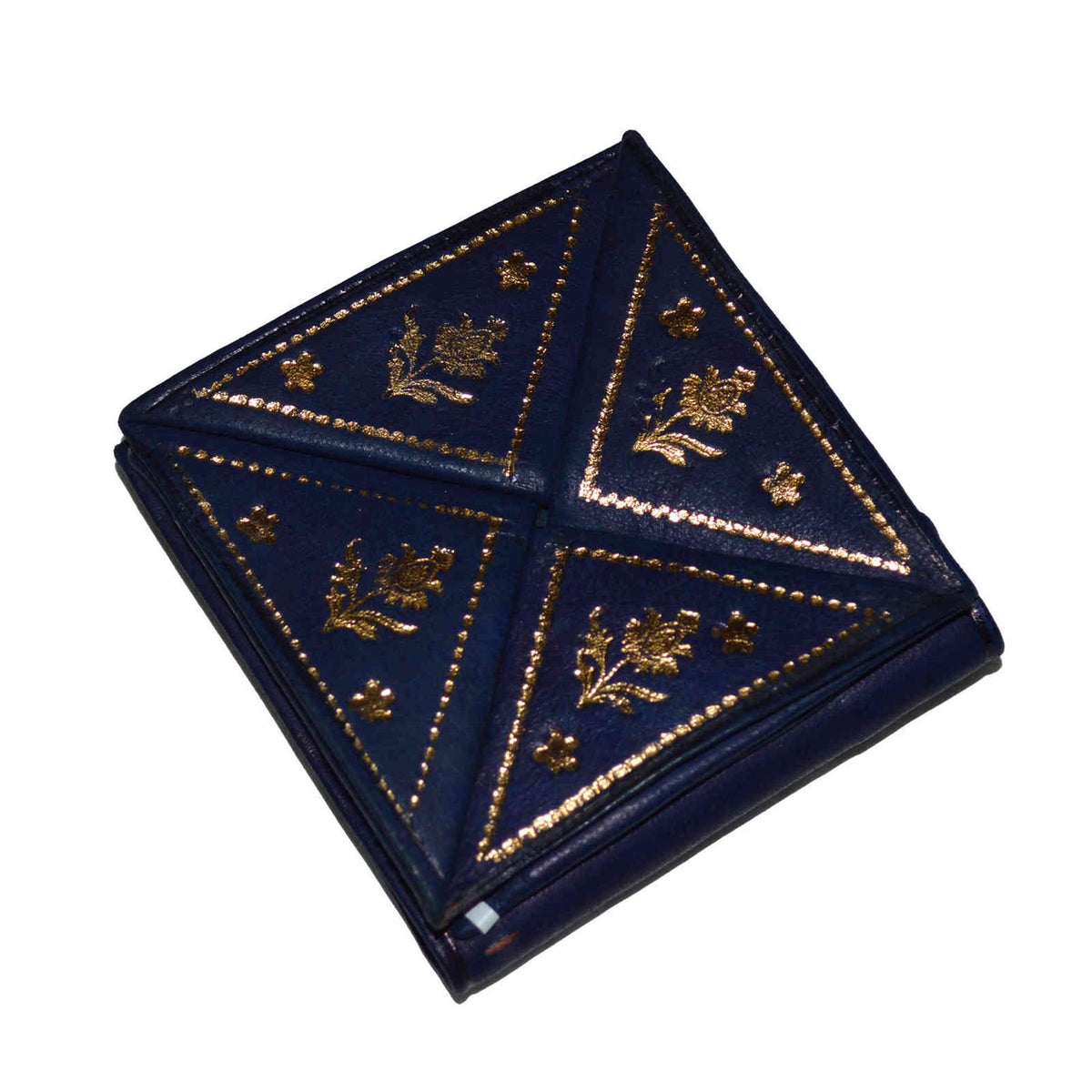 Small Handmade Leather Wallet - Blue