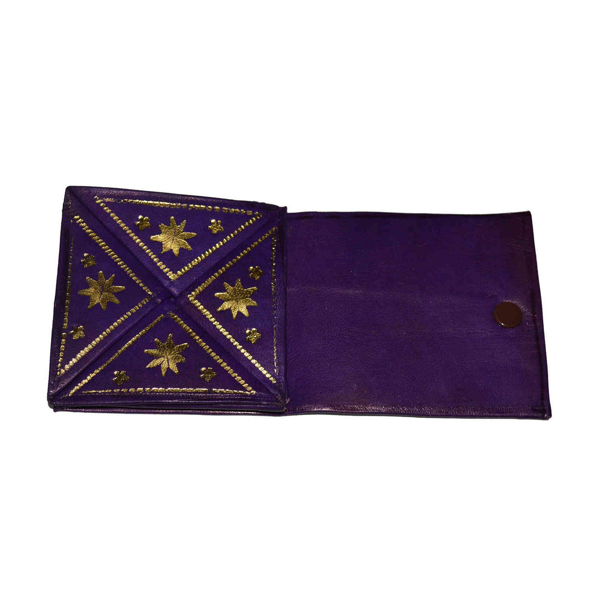 Small Handmade Leather Wallet - Purple