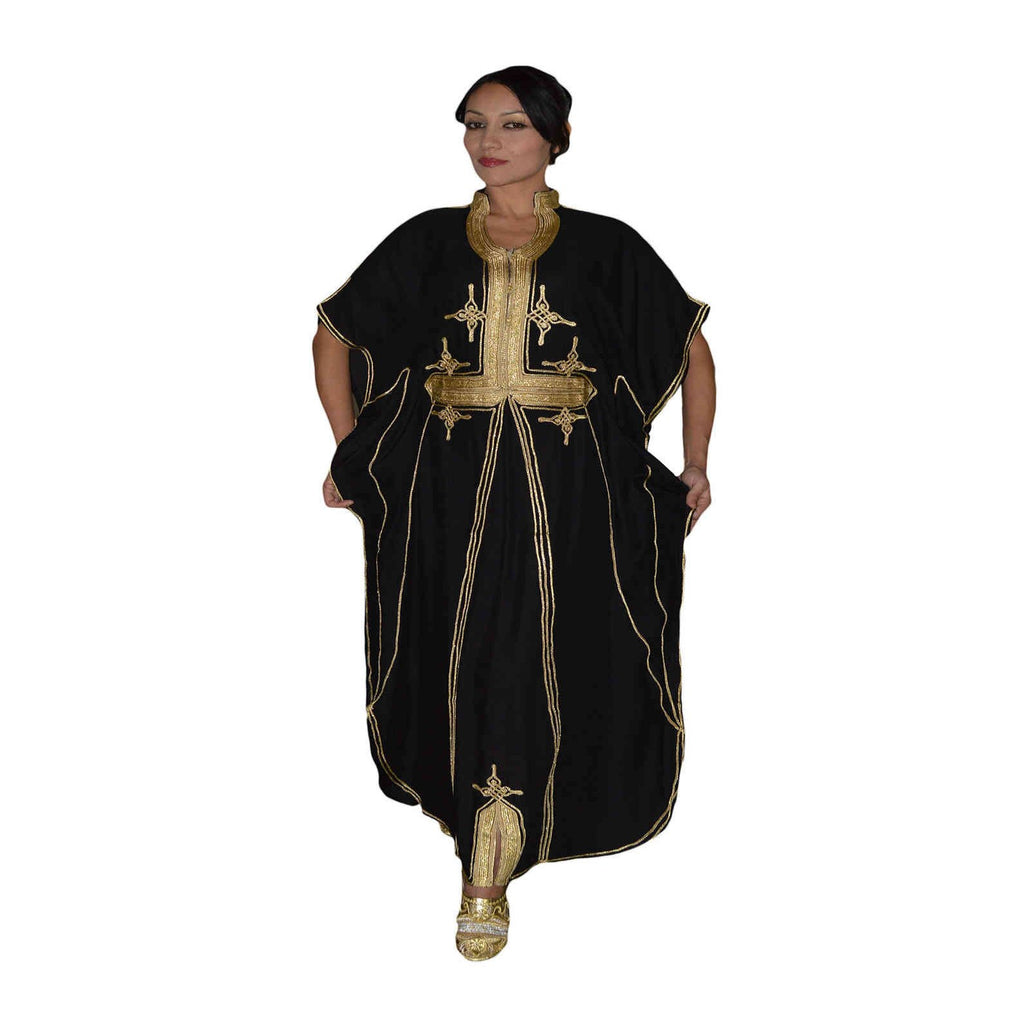Butterfly Moroccan Woman Casual Kaftan - Black