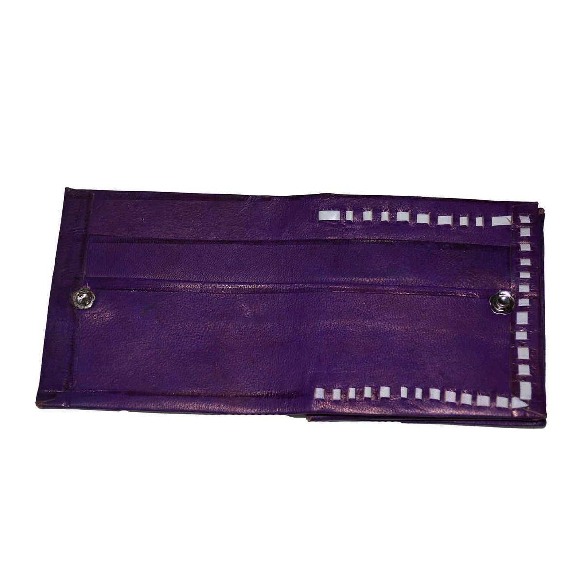 Small Handmade Leather Wallet - Purple