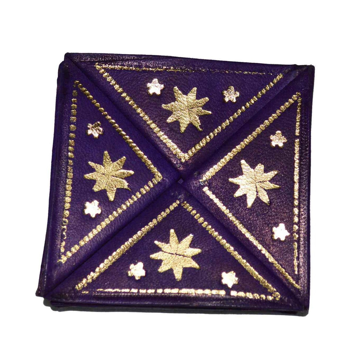 Small Handmade Leather Wallet - Purple