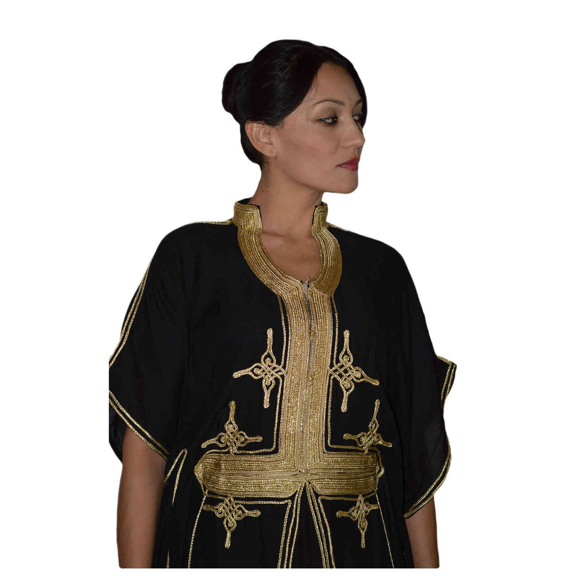 Butterfly Moroccan Woman Casual Kaftan - Black