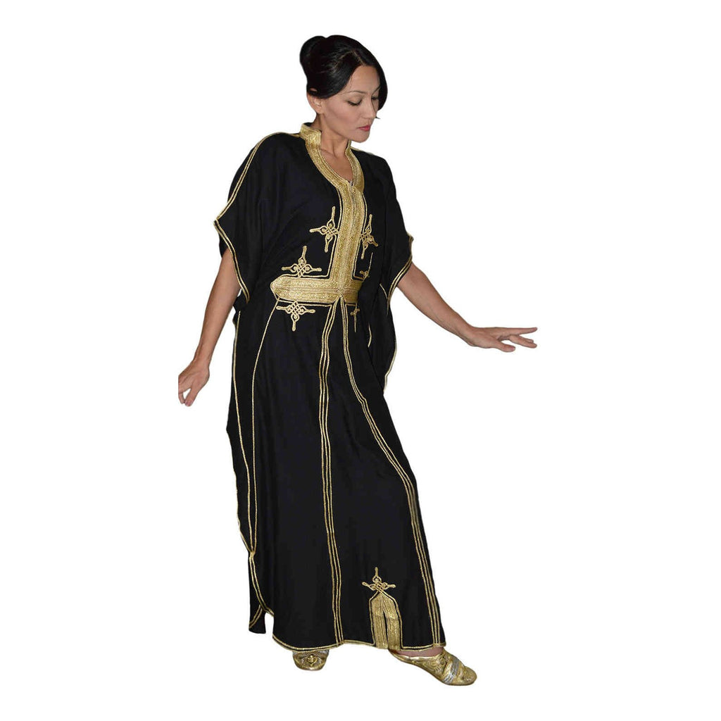 Butterfly Moroccan Woman Casual Kaftan - Black