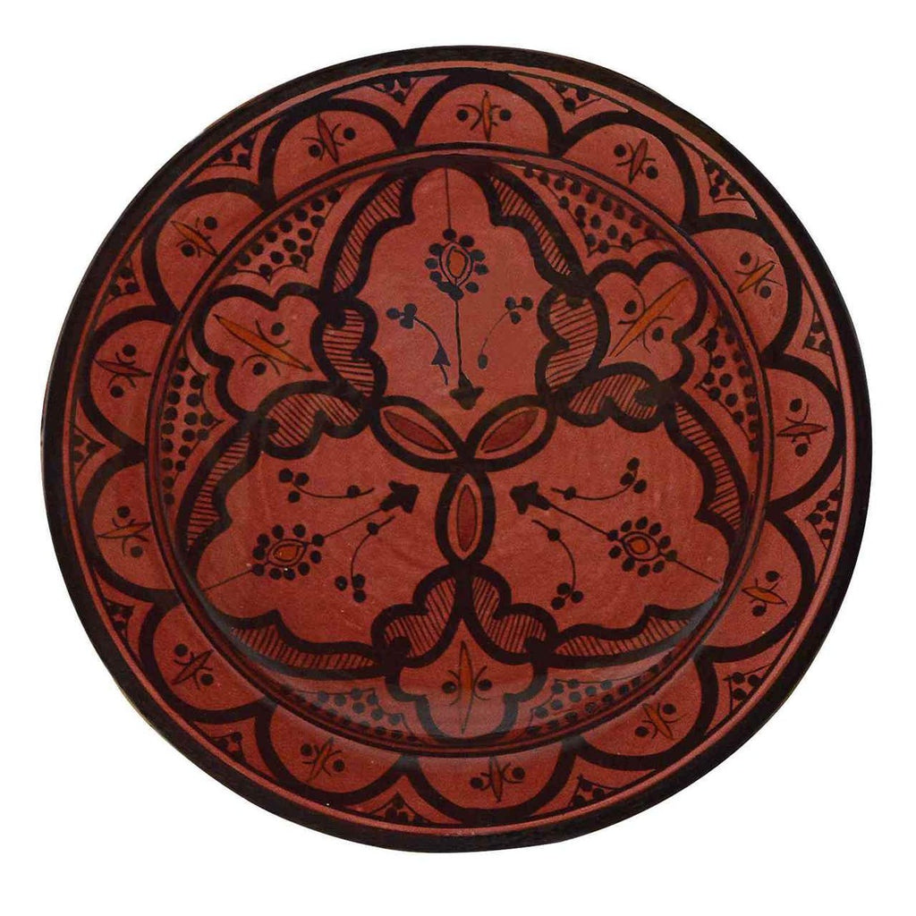 Safi Red Ceramic Serving Plate Handmade 8"-0