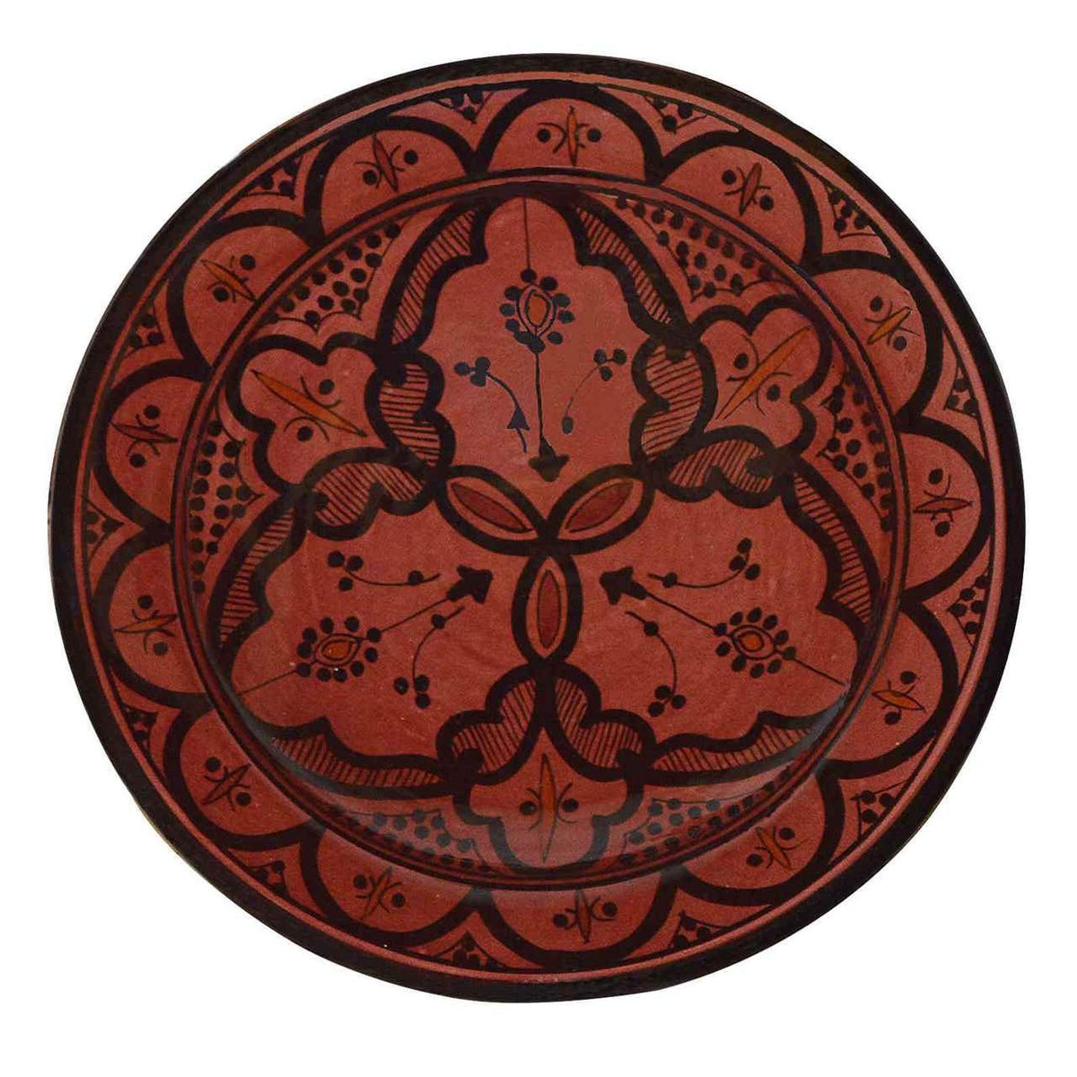 Safi Red Ceramic Serving Plate Handmade 8"-0