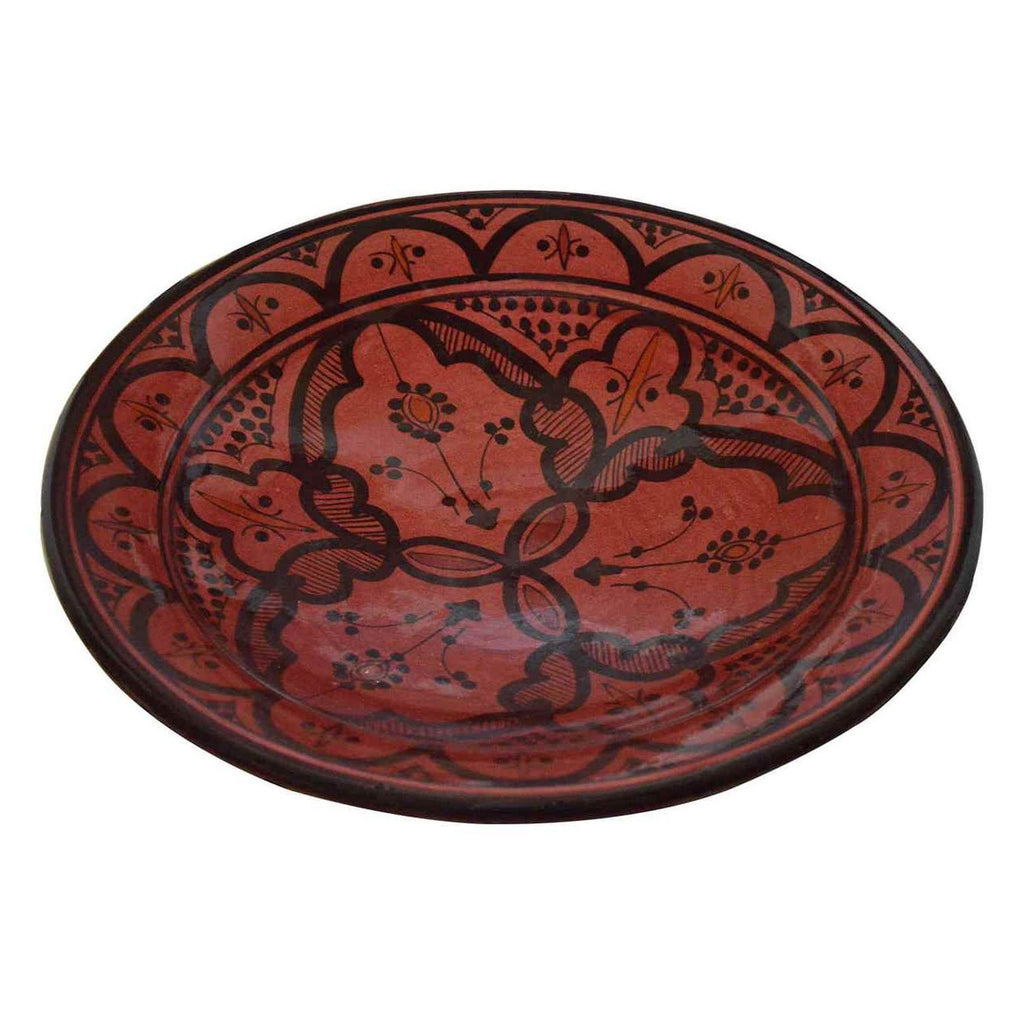 Safi Red Ceramic Serving Plate Handmade 8"-7775