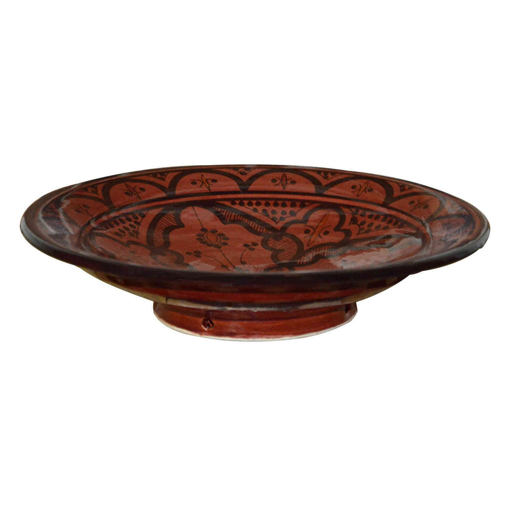 Safi Red Ceramic Serving Plate Handmade 8"-7773