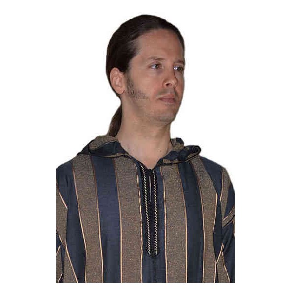 Moroccan Men Striped Djellaba - Black & Gold