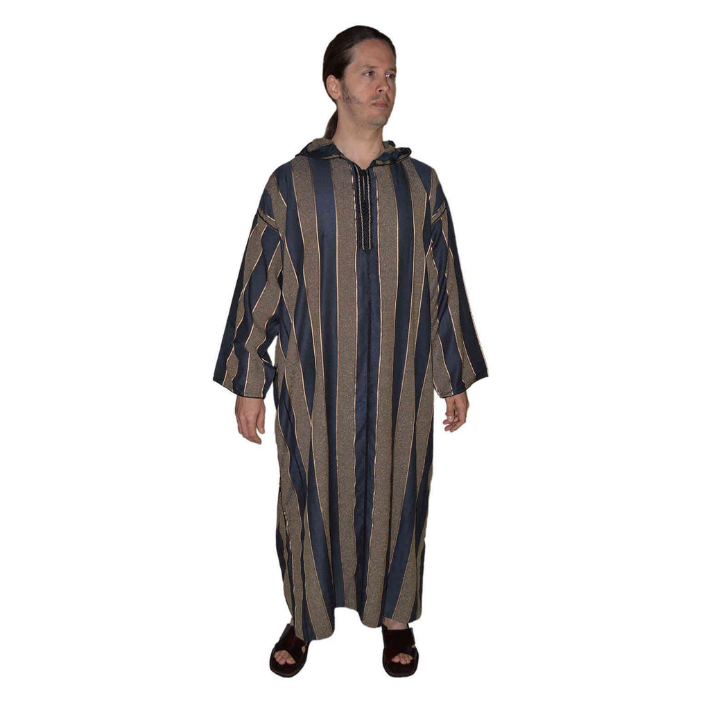 Moroccan Men Striped Djellaba - Black & Gold