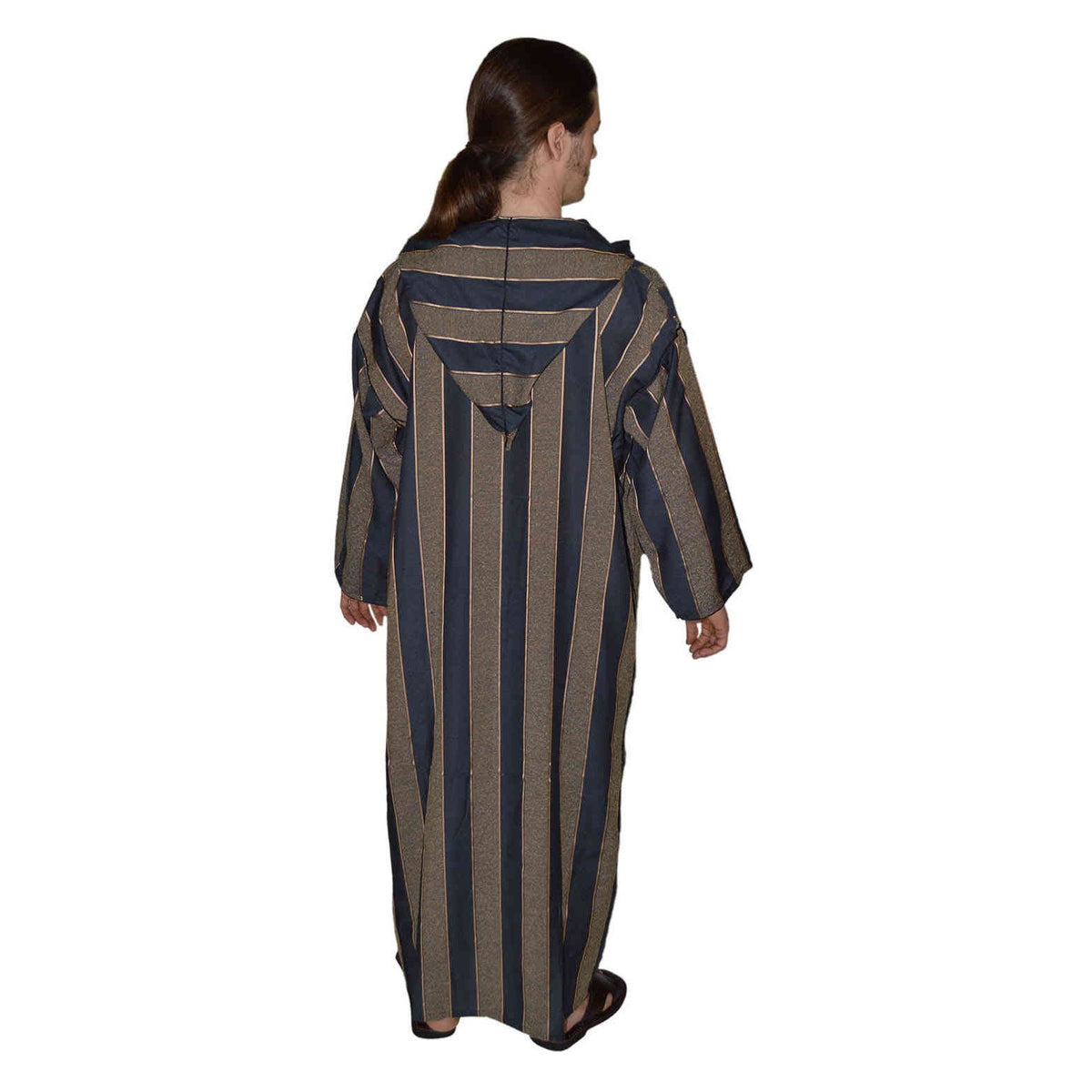 Moroccan Men Striped Djellaba - Black & Gold