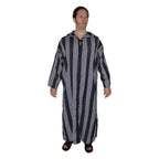 Moroccan Men Striped Djellaba - Black & White