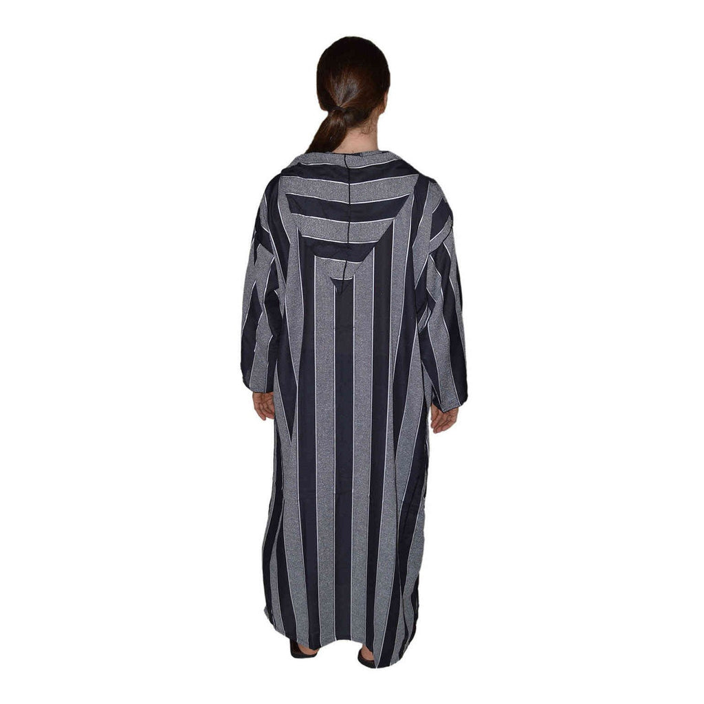 Moroccan Men Striped Djellaba - Black & White